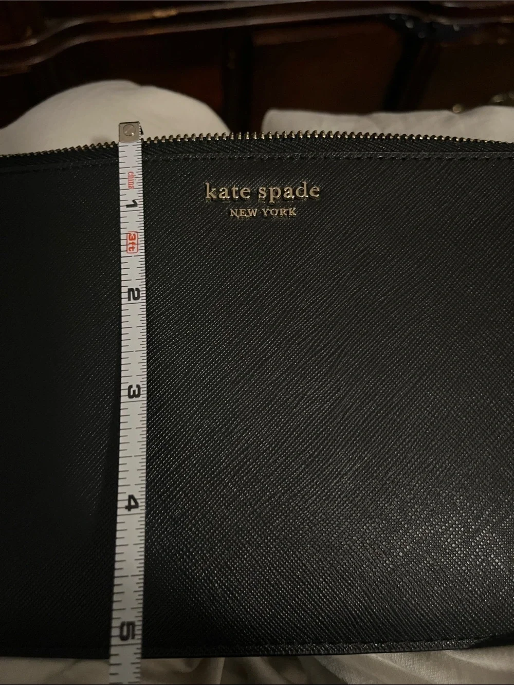 kate spade Black Leather Wristlet Pouch with Strap